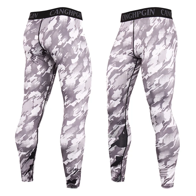 Quick-drying Men Running Tights Pants Compression Print Basketball Training Leggings Elastic Gym Clothing Men Workout Sportswear KC195