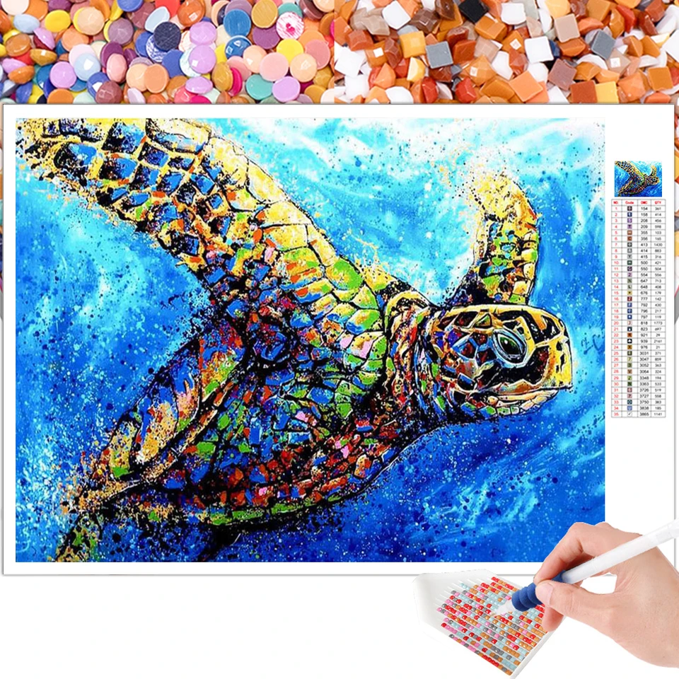 5d Diamond Painting New Beach Tortoise Home Decor Full Square/round Mosaic  Animal Sea Turtle Diamond Embroidery Wall Art - AliExpress