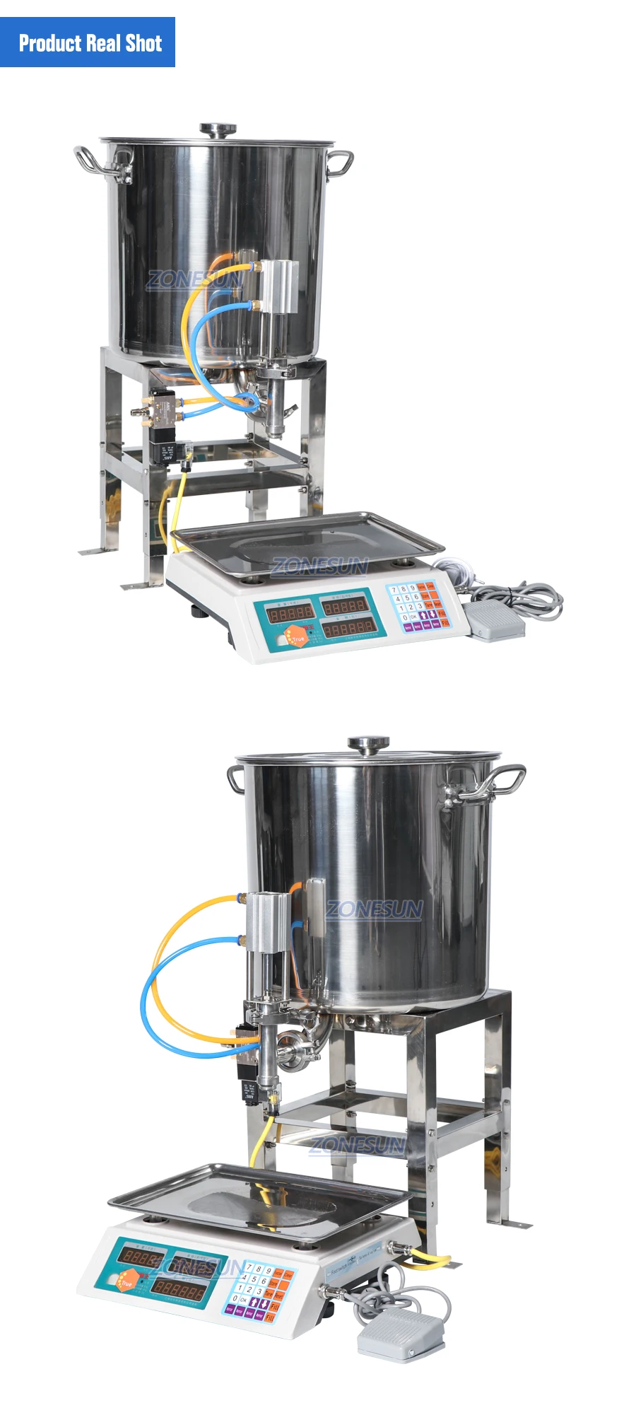 ZONESUN 50-2500g Pneumatic Paste Filling Ang Weighing Machine