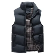 Autumn& Winter New Style Men Stand Collar Solid Color down Jacket Cotton-padded Clothes Vest Large Size Casual Cotton-padded Cl