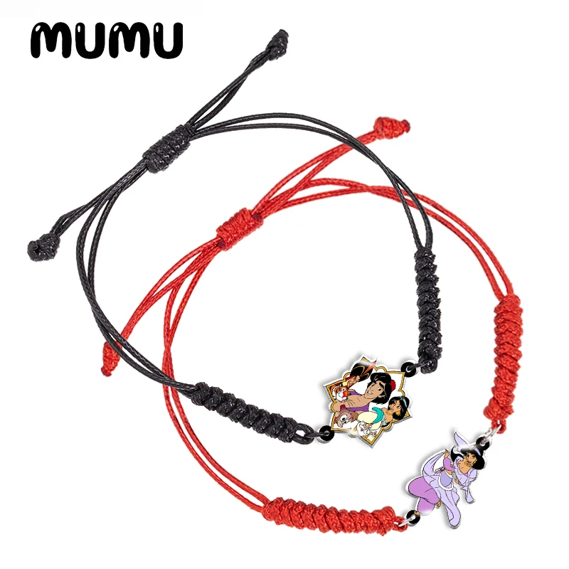 2021 New Princess Jasmine Aladdin Acrylic Adjustable Bracelet Red Black