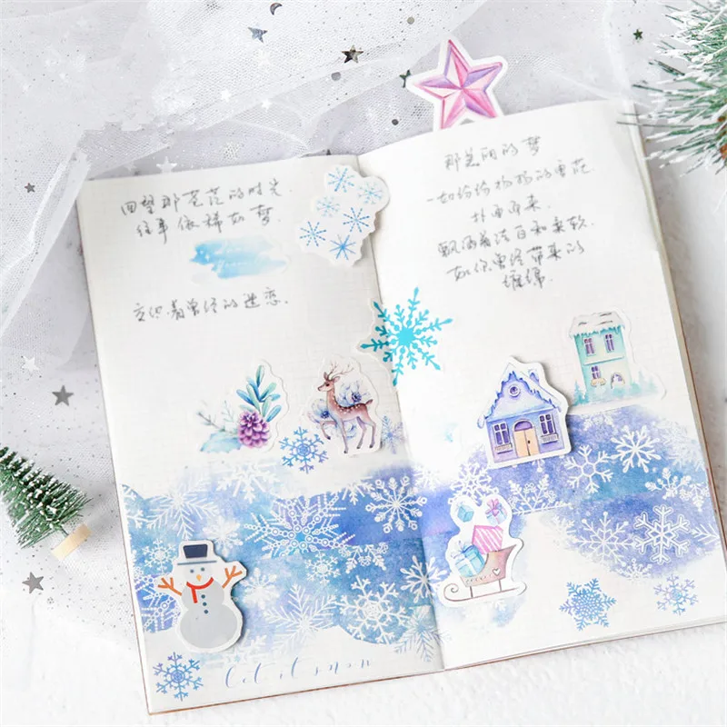 

46Pcs/box Christmas Sticker For Child Decoration DIY Kawaii Santa Claus/Elk/Snowman/Christmas Tree/Wreath Stickers School Suplly