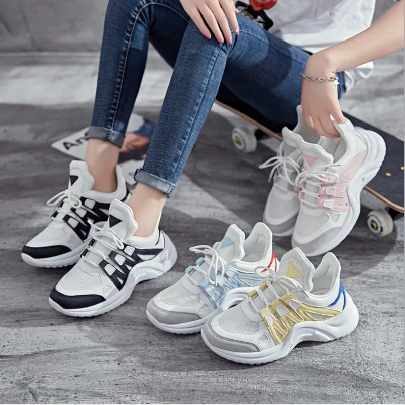 

Large size women shoes 35-43 fashion sports shoes autumn trend casual wild hot sale Thick bottom lacing lightweight single shoes