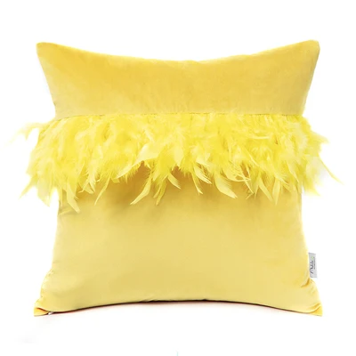 45x45 см бежевая/розовая/серая/желтая однотонная кружевная подушка для дивана бархатная наволочка с помпоном на талии наволочка - Цвет: D  45x45cm
