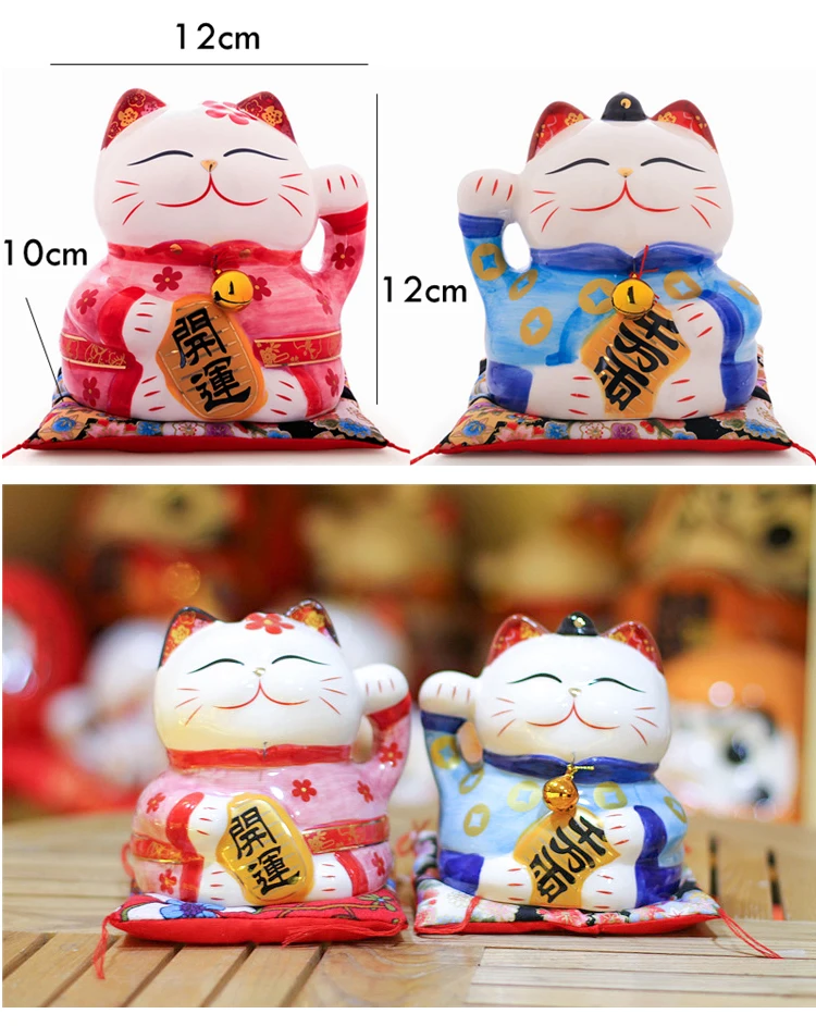 5 дюймов керамика Maneki Neko пара синий розовый счастливый кот Фортуна украшения "кошки" копилка домашнего рабочего украшения Шарм подарок