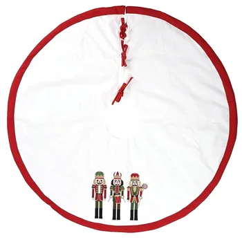 

120cm Tree Skirt Christmas Decorations Walnut Soldier Linen Cloth Tree Skirt White Tree Skirt Scene Layout