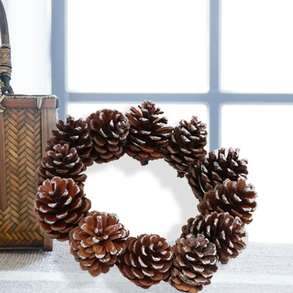 

2 Pcs Wedding Festival Party DIY Christmas Front Door Decoration Gift Pine Cones Home Wreath Autumn Holiday Hanging