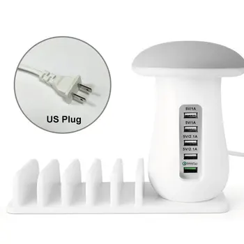 

Multiple USB Phone Charger Mushroom Night Lamp Charging Station Dock QC 3.0 Quick Charger for Mobile Phone and Tablet