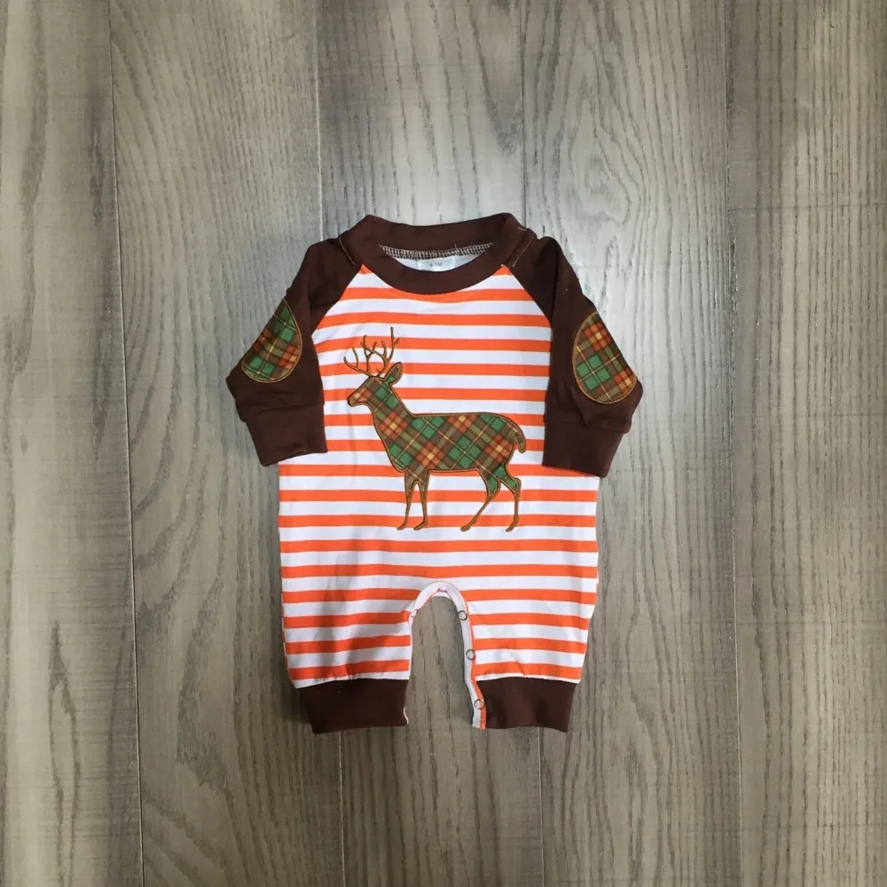 Christmas deer milk silk baby girls Toddler stripe plaid patch clothes infant romper tutu cotton romper long sleeve ruffles