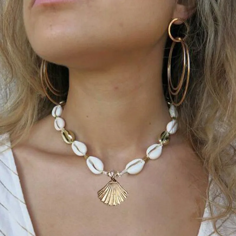 XIYANIKE12 Collar de cadena con conchas marinas, Gargantilla de color ...