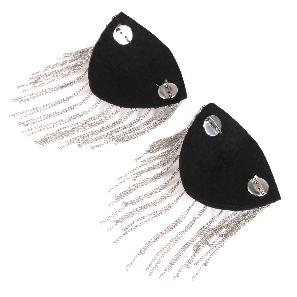 Punk Rock Tassel Chain Rivet Stud Shoulder Pad Array Badge Brooch 1 Pair Punk Rock Tassel Chain Rivet Stud Shoulder Pad Array Badge Brooch 1 Pair