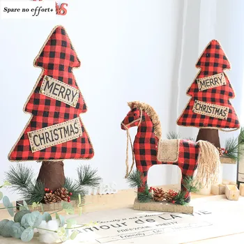 

Lattice Horse Home Outdoor Christmas Decoration Fabric Restaurant Front Desk Christmas Decoration New Year's Eve Decoration