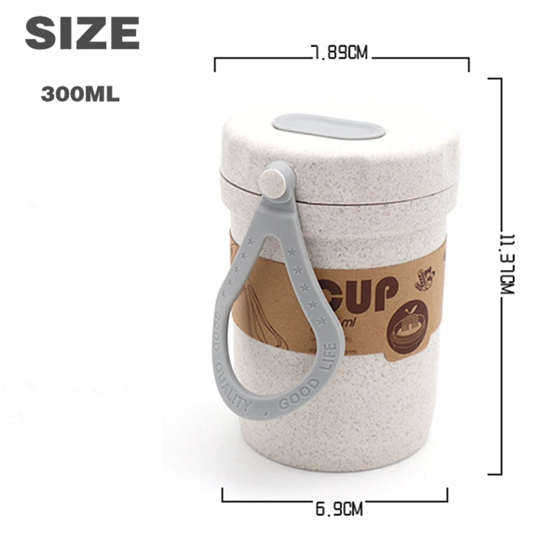 300ML Wheat Fiber Coffee Cup Travel Mug Portable Double-wall Insulation Office Coffee Tea Cups Milk Cup (3)