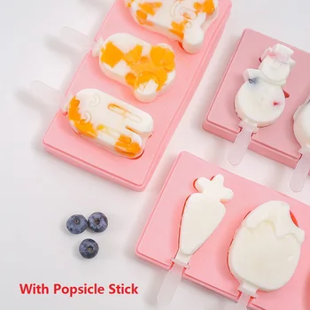 

Kitchen Gadget Silicone Ice Cream Mold Ice Tray DIY Popsicle Bucket Homemade Mold with Ice Cream Stick Cartoon Ice Making Mold