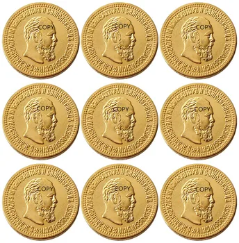 

Russian 10 ROUBLES A Set Of ( 1886-1894 ) 9PCS Real Gold Plated Copy Coins