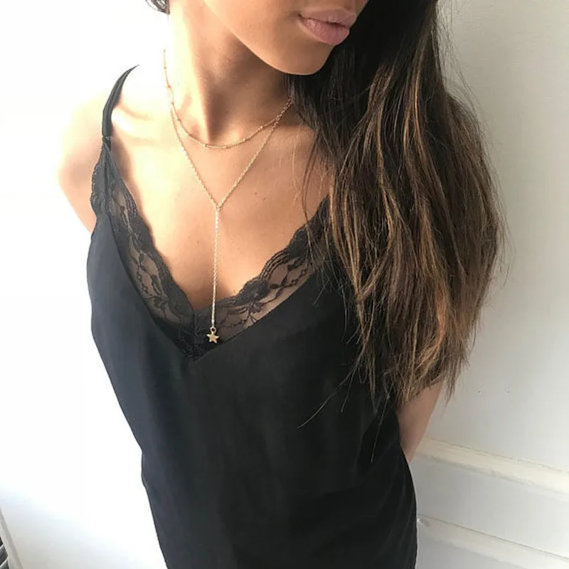 Женское колье-чокер LISMLISM многослойное ожерелье-цепочка серебряного цвета со