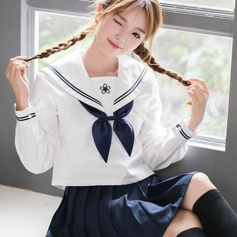 UPHYD Sakura вышитая корейская форма, Школьный костюм моряка для маскарада, костюмы, школьная форма, милые девушки JK, одежда для студентов