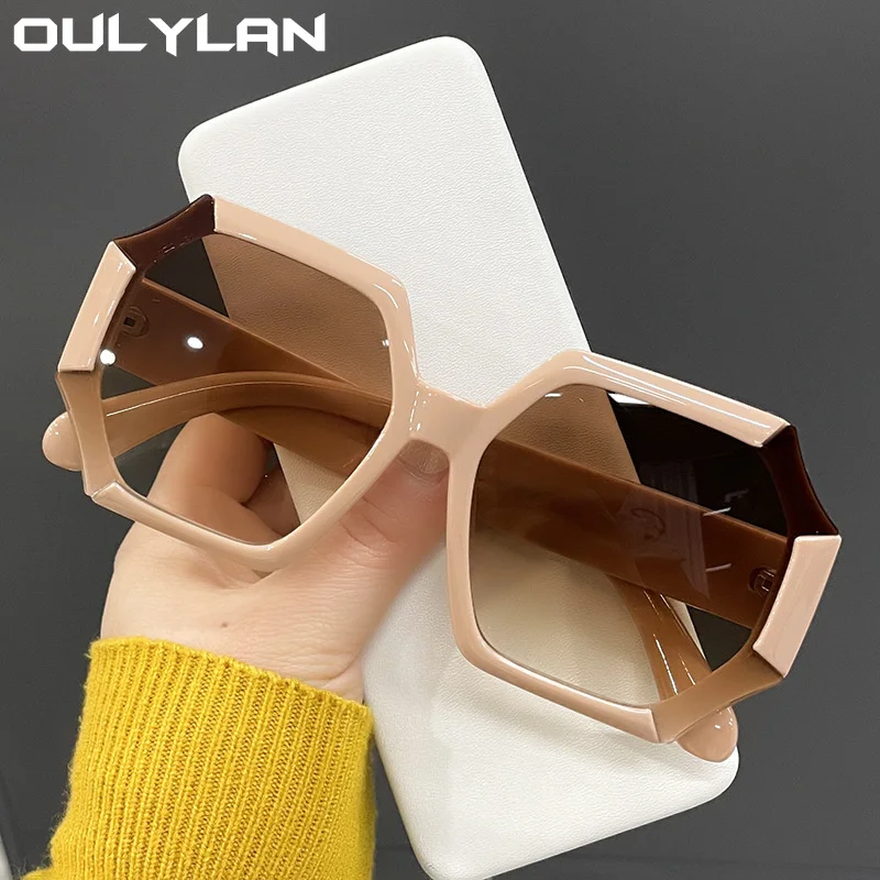 Oulylan Oversized Sunglasses Men Women 2022 Luxury Brand Designer Irregular Sun Glasses Female Gradient Eyewear Shades UV400 oversized sunglasses