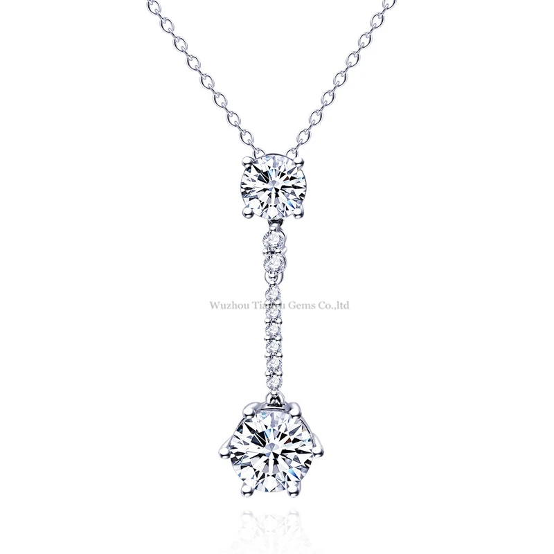 Tianyu драгоценные камни ручной работы подвески Moissanite свадебное ожерелье с
