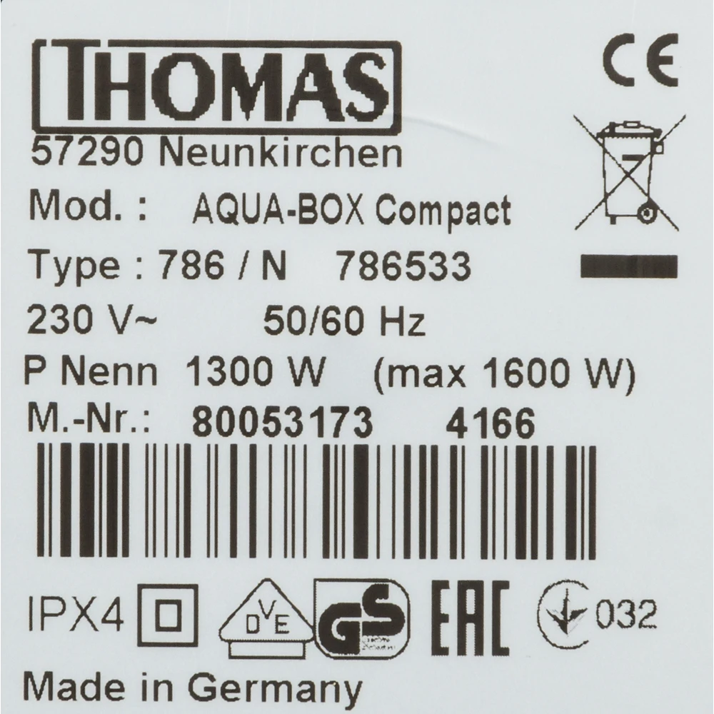 Vacuum cleaner Thomas Aqua-Box Compact 1600 W Black/Orange