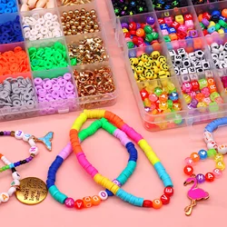 Juego de cuentas de arcilla para fabricación de joyas, juego de cuentas de arcilla con letras y cara sonriente para hacer pulseras, DIY, 4000 piezas, 660 piezas