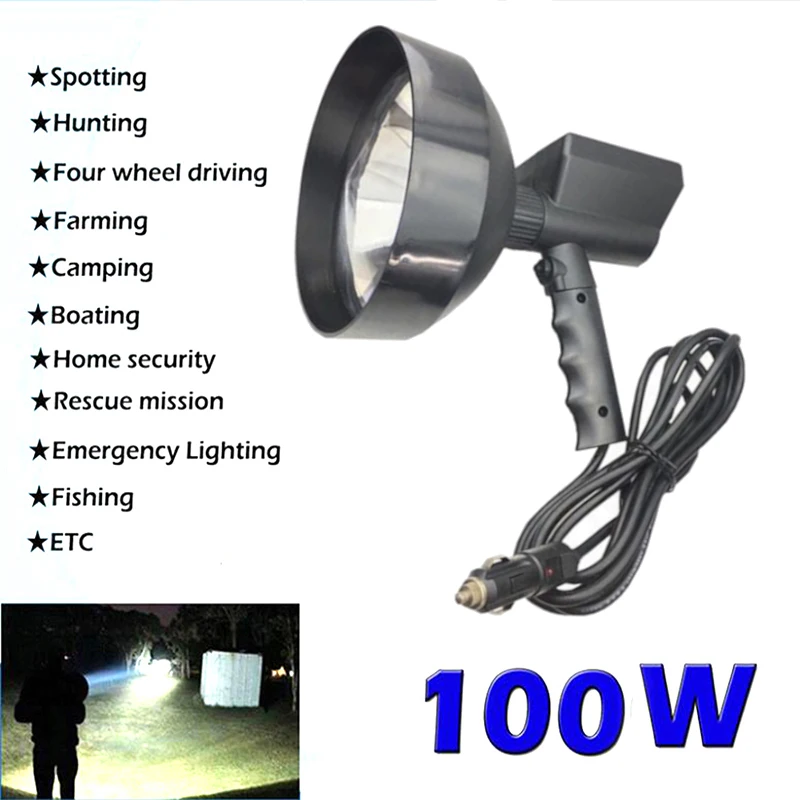 Ксеноновая лампа высокой мощности 7 дюймов 100 Вт Супер яркая наружная портативная охотничья патрульная машина прожекторы лампа приключений