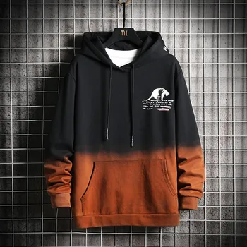 

2019 Mens Hoodies Sweatshirt Korean Style Autumn Winter Fashion Cap Gradual Printing Mens Hoodies Thickened Men's Hoodie 8.7