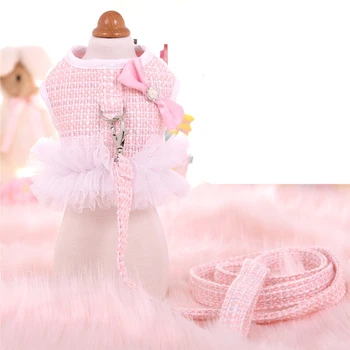 

Princess Dog Harness Vest Soft Breathable Lace Dog Harness Nylon Clothes Leash for Dogs Puppy Collar Cat Pet Dog Chest Strap