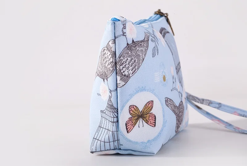 FUDEAM Polyester Rose Flower Bird Pattern Women Cosmetic Bag Toiletries Storage Organize Waterproof MakeUp Bag Portable Wash Bag