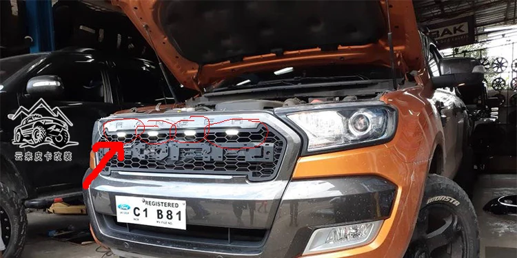 4 шт./компл. Передняя гоночная решетка led Белый drl Подходит для ford ranger grill