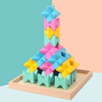 

25Pcs/Set Kids DIY Blocks Toy Set Wooden Granular Geometrical Building Block Stacking Game Children Early Educational Toys Gifts