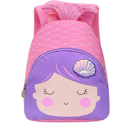 Детская Русалочка сумка плюшевый рюкзак для девочек детские игрушки школьный котенок мультфильм кукла для детского сада животные нейлоновая сумка для детей - Цвет: Фиолетовый