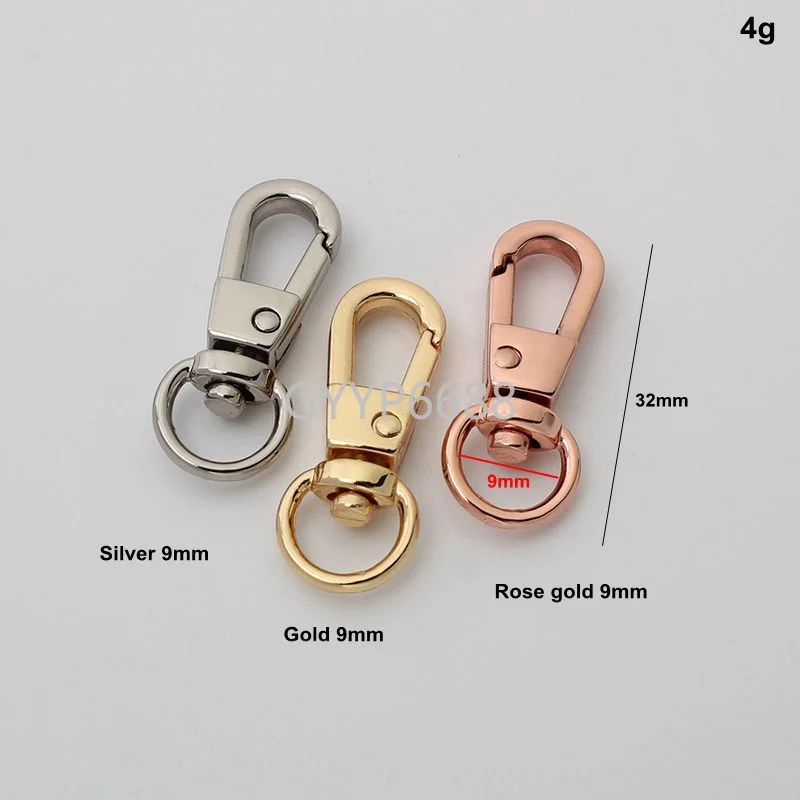 30-100pcs 9mm 14mm inner size rose gold trigger snap hook for chain bag  metal swivel clasp purse accessories