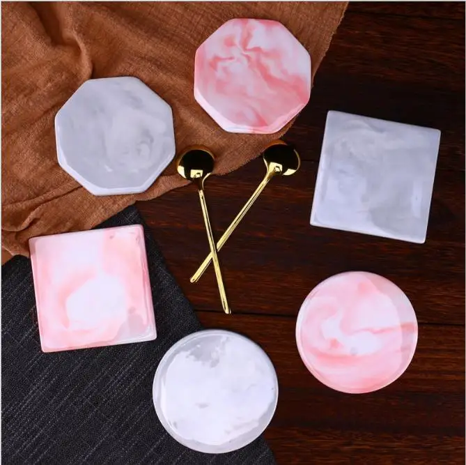 

European Marble Pattern Ceramic Drink Coaster Coffee Cup Mat Tea Pad Dining Hard Table Placemats Table Decoration Accessories