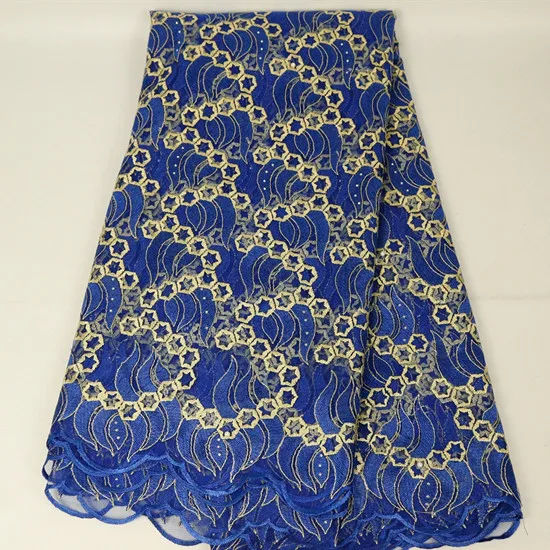 royal blue Лучшие продажи вуаль кружева АФРИКАНСКАЯ кружевная ткань французская кружевная ткань бисером камни нигерийские швейцарские кружевные ткани для каждого платья - Цвет: royal blue