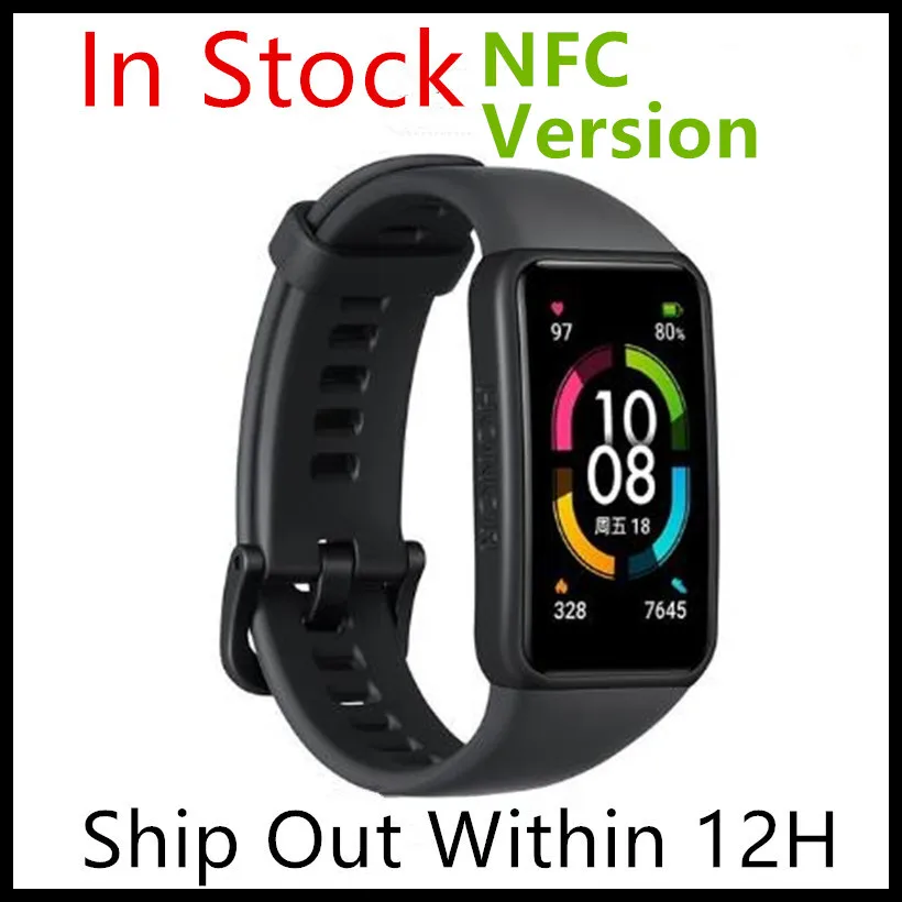 [В наличии] Huawei Honor Band 6 NFC версия 1st полный экран 1 47 &quotAMOLED цветной сенсорный SpO2