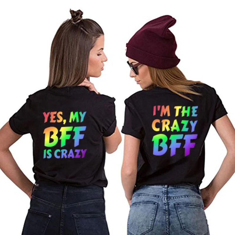 Fashion Lesbian Bff Shirt Printed Short Sleeve O-Neck Loose Casual Lgbt T Shirt Gifts