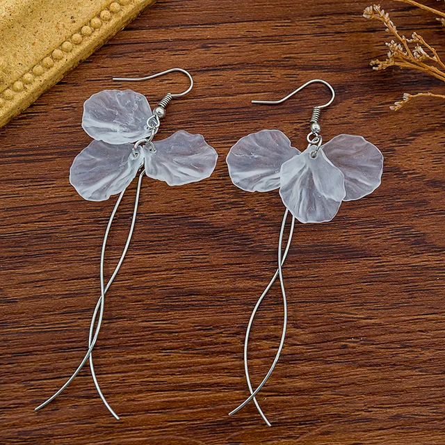 Exknl Multicolored Fashion Resin Flower Long Drop Earrings 2022 Designs Bohemia Handmade Petal Dangle Earrings For Women Gift 1334-2
