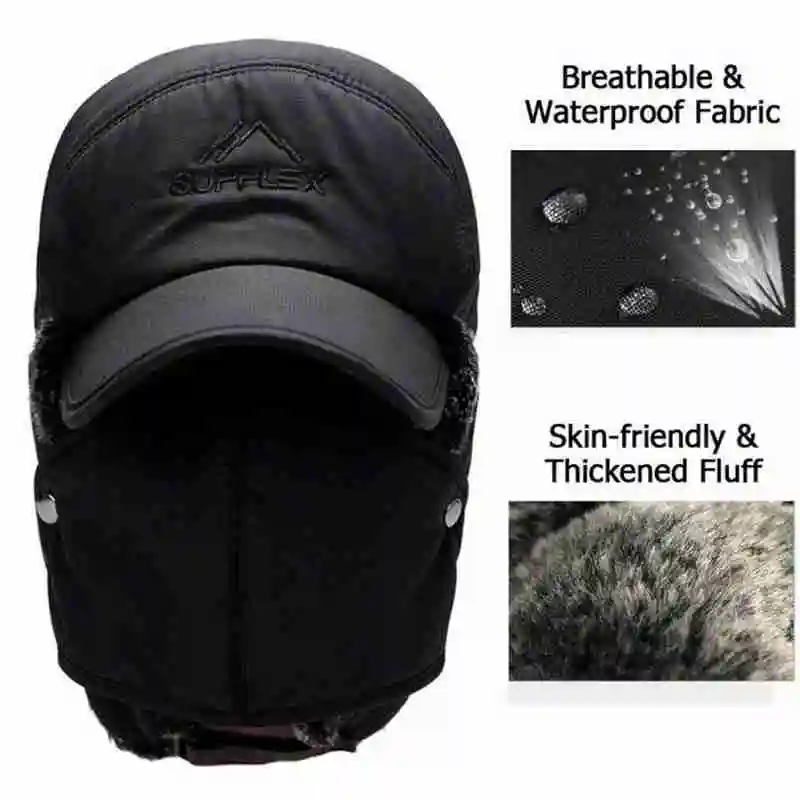 leather bomber cap Unisex Warm Winter Trapper Trooper Hat Mens Faux Fur Cap Hunting Windproof with Hats Hat Ski Flap Ear Mask New Bomber I0O7 brown leather bomber hat