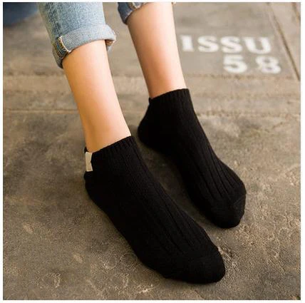 bb-blackL 5Pair/lot=10pieces Cotton Ladies Socks Summer Cute Striped Shallow Mouth Invisible Female Fashion Socks - Цвет: bb-blackL