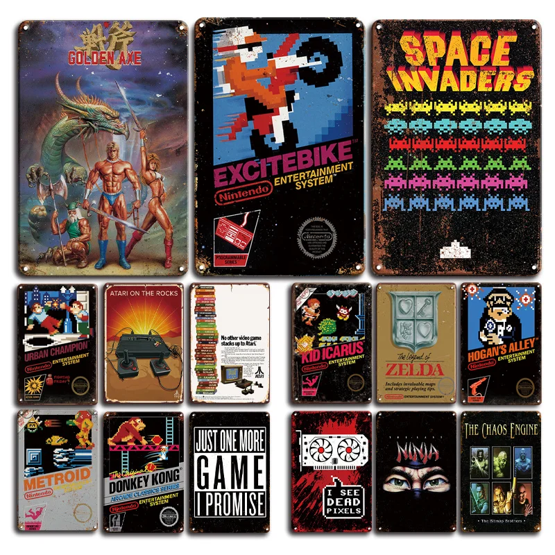 Tin Sign Decorative-Plate Wall-Stickers Gamer Room-Decor Metal Poster Plaque Man Cave