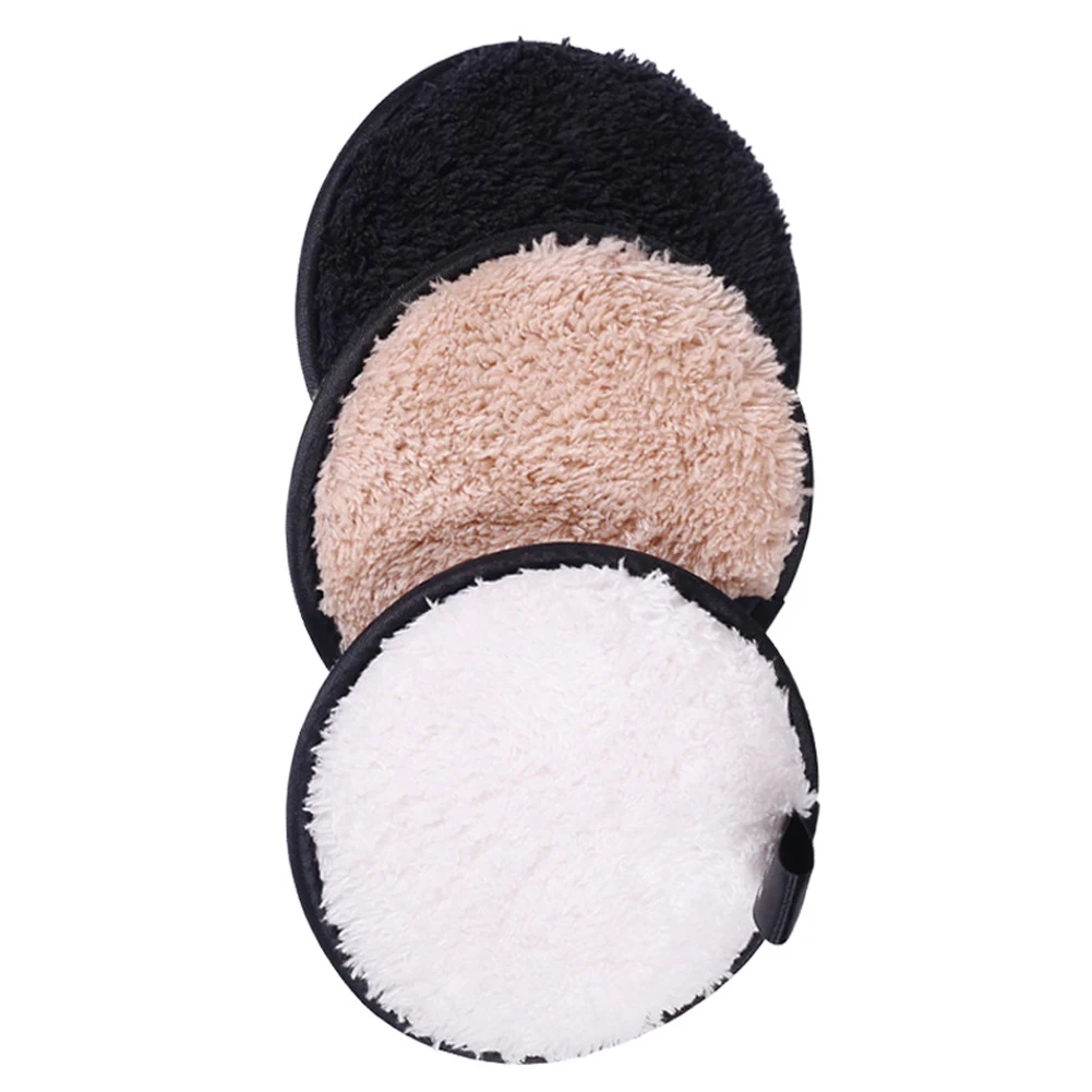 3colors/set Round Casual Washable Reusable Cleaning Wipe Powder Puff Facial Remove Soft Travel Cosmetic Salon Makeup