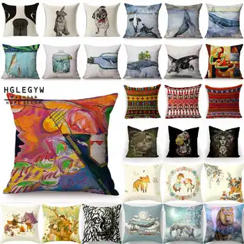 

Cotton Linen Printed Pillow Covers for Office Home Textile Deep Sea Whale Throw Pillow Case Throw Pillowcase