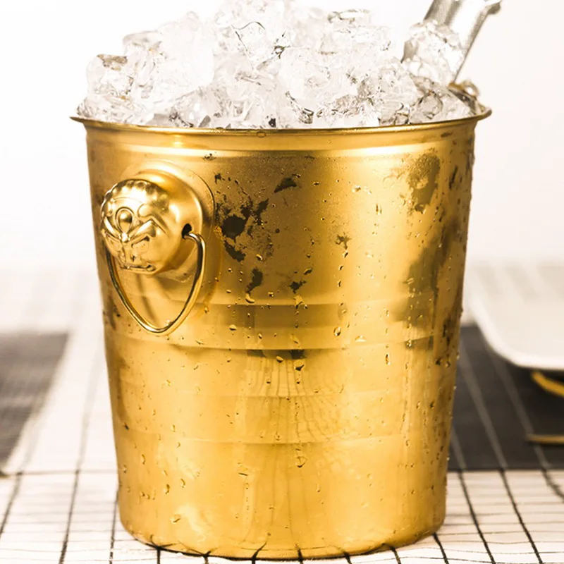 

3L Stainless steel golden black ice bucket with filter bar ice buckets CHAMPAGNE ICE BUCKET