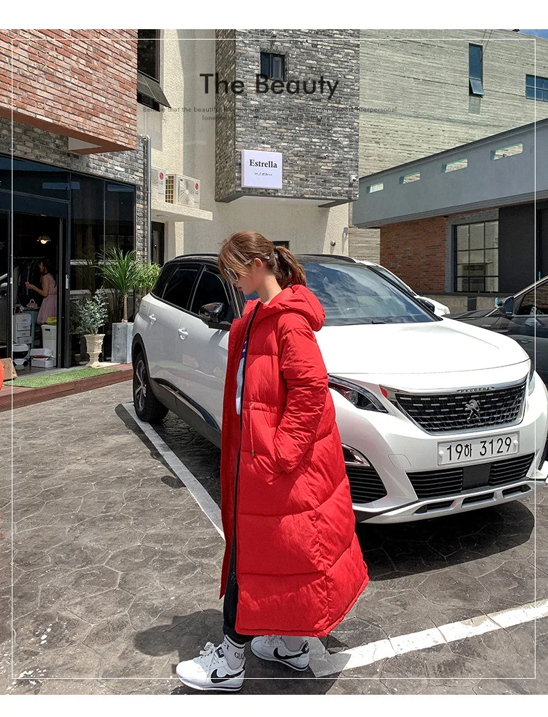 Winter New Style Korean-style Slimming Slim Fit Drawstring Cotton Coat Women's Long over-the-Knee Thick Warm Coat Fashion W