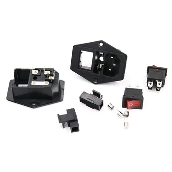 

New 2 Pcs Inlet Male Power Socket With Fuse Rocker Switch, 5A Fuse 3 Pin Iec320 250V 10A C14 Inlet Module For Computer And Home