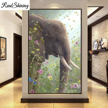 

Large size 5D Diy Diamond Painting Animal flowers elephant Diamond Pictures Cross Stitch 3D Rhinestone Embroidery Decor F634