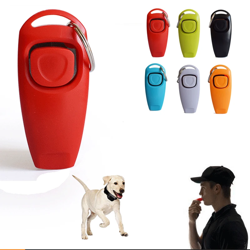 Clicker 2 en 1 para entrenamiento de perros y mascotas, Silbatos de adiestramiento de perros, guía de ayuda con llavero, herramientas de entrenamientos de perros, suministros para mascotas