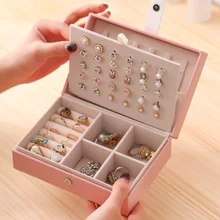 2022 Top Mini Jewelry Display Case Ring Box Cabinet Armoire Portable Organizer Case Travel Storage Joyeros Organizador De Joyas 