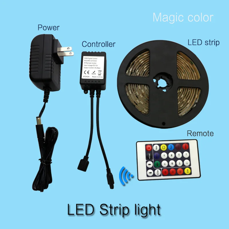 WS2811 RGB Светодиодные полосы SMD5050 адресуемые 30/светодиодов/м Светодиодные пиксели внешний 1 IC контроль 3 светодиода Нормальный/яркий 5 м DC12V